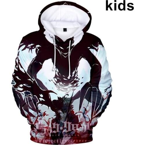 3 To 14 Years Kids Hoodies Anime Black Clover 3D Print Hoodie Sweatshirt Boys Girls Casual Harajuku Jacket Coat Children Clothes