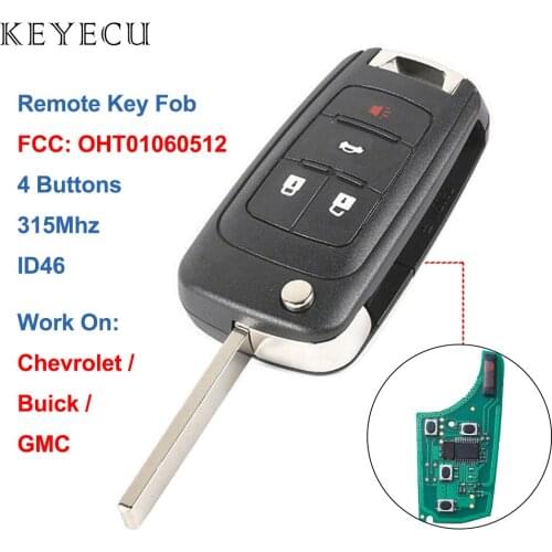 Keyecu Flip Remote Car Key Fob 4 Buttons 315MHZ ID46 Chip for Chevrolet Camaro for Buick Regal for GMC Terrain FCC: OHT01060512