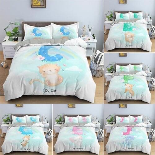 Cartoon Pattern Bedding Set For Kids Children Bedroom Duvet Cover Set With Pillowcase King Twin Single Size Bedclothes 2/3Pcs