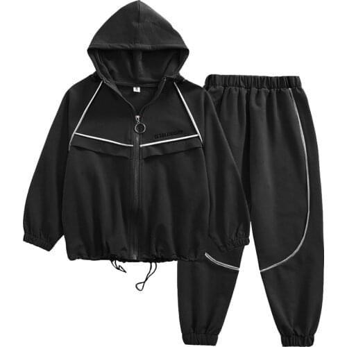 Kids Clothing Suits Casual Hooded Tops with Zipper and Trousers Two-Piece Clothes Set Long Sleeve Pants Autumn Teen Outfits