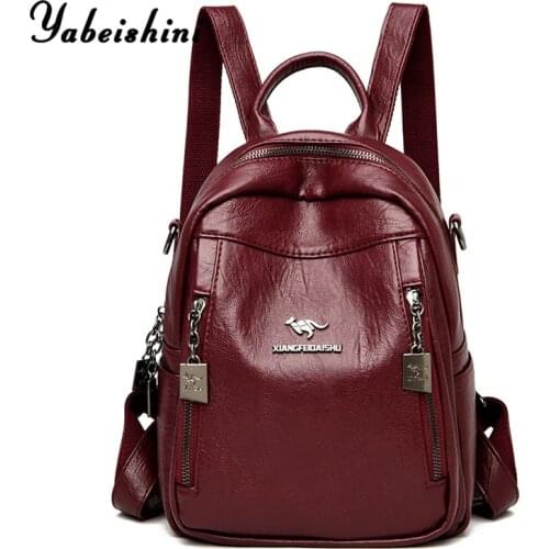 High quality Leather Kangaroo Backpack for women travel backpack Mochila school bags for teenage girls Shoulder Bags sac a dos
