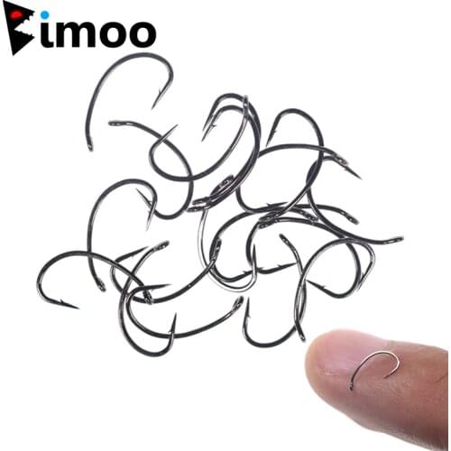 Bimoo 50/100 Fly Tying Curve Shank Hooks Flies Making Hook Wide Gap Nymph Caddis Midge Shrimp Fly Fishing Hook #6 #8 #10 #12 #14