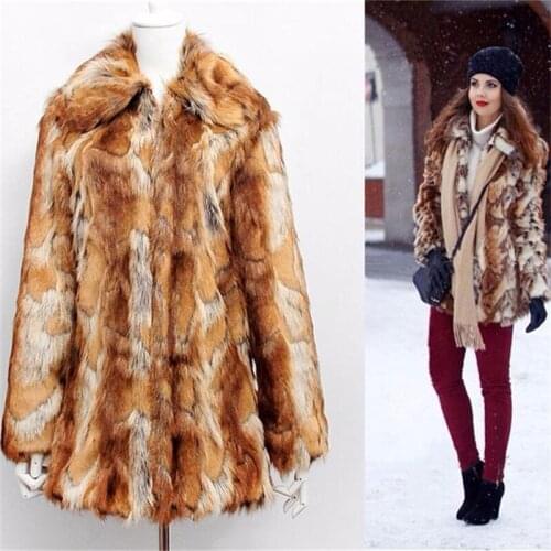 Hot Sell 2016 New Winter Warm Fashion Faux Fur Coats Tiger Stripe Slim Fur Jacket In The Long Section Fox Fur Collar Overcoat