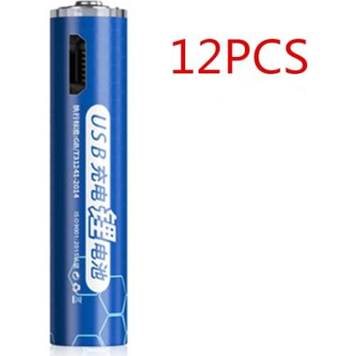 12pcs/lot Hot sale 1.5V USB AAA rechargeable battery 1000mwh USB rechargeable lithium battery rangefinder toy battery