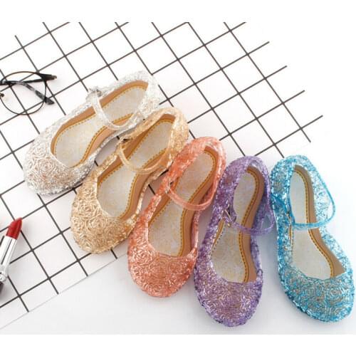 Cute Kid Girls Fancy Crystal Sandals Children Girls Elsa Cinderella Birthday Party Jelly Gel Shoes Infant Dress Up Cosplay Shoes