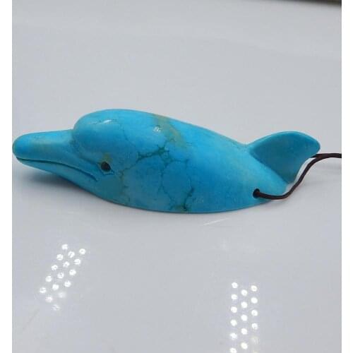 Natural stone Howlite Carved dolphin Pendant Bead ,Semiprecious stone jewelry 78x26x25mm,31g