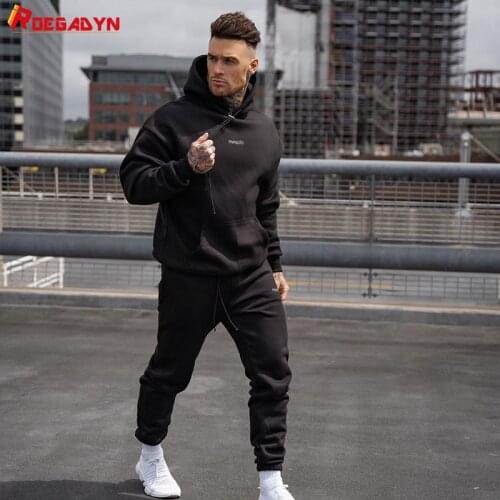 ROEGADYN New Tracksuit For Men Running Set Fitness Sweater Suit Gym Clothing Hoodie Sportswear Men Suit Sports Elastic Gym Run