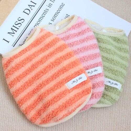 Dog clothes puppy velvet vest pet clothing autumn and winter schnauzer teddy dog small dog striped velvet vest