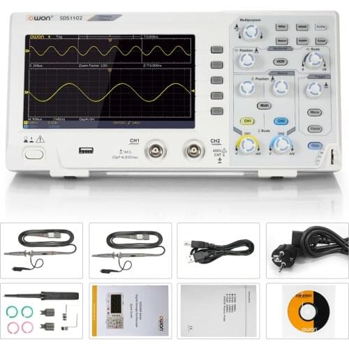 Owon SDS1102 Oscilloscope Oscillometer Digital Storage Oscilloscope 2CH 100MHz 1GS/s 7-inch LCD Display handheld oscilloscope