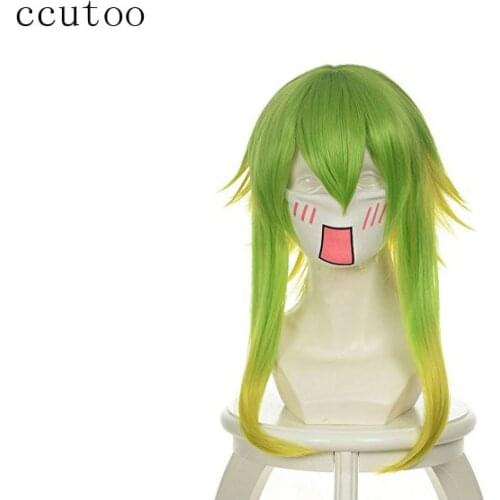 Ccutoo Vocaloid Gumi 35cm/14" Golden Green Ombre Short Layered Fluffy Synthetic Hair Cosplay Wigs For Party