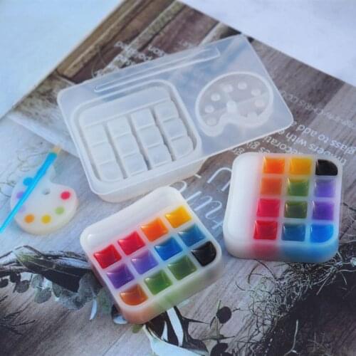 Pigment Brush Paint Tray Box Keychain Pendant Resin Casting Mold Jewelry Tools Dried Flower Resin Decorative DIY Hand Crafts