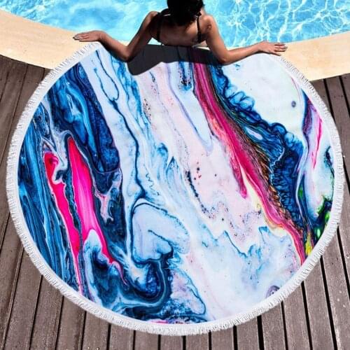 Practical 150cm Colorful Round Tassels Summer Beach Blanket Carpet Yoga Mat Towel Shawl Environmental Fitness Gymnastics Mats