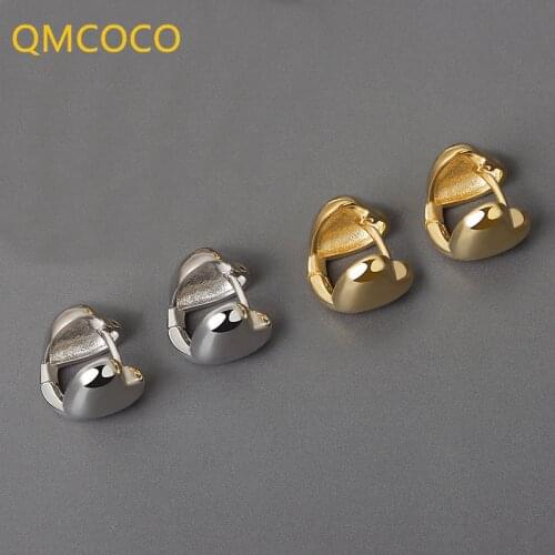 QMCOCO 925 Silver Earrings Charm For Women Trendy Jewelry Vintage Simple Retro Heart Shape Party Accessories Gifts