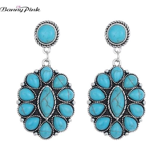 Banny Pink Indian Full Stone Statement Stud Earrings For Women Vintage Geo Earrings Wedding Gypsy Earrings Pendientes Brincos