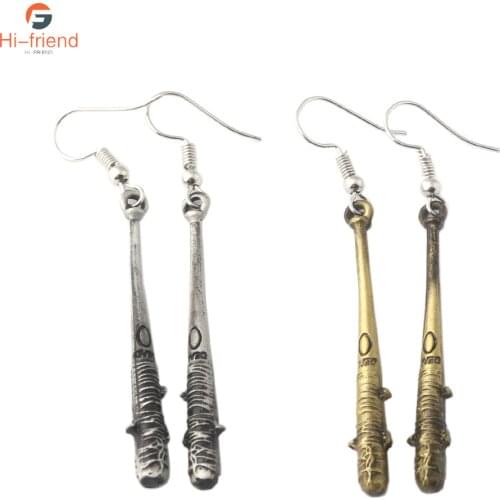 New 2 Colors The Walking Dead Drop Earrings Antique Bronze Negans Bat LUCILLE Baseball Earrings Women Girl Gift Jewelry