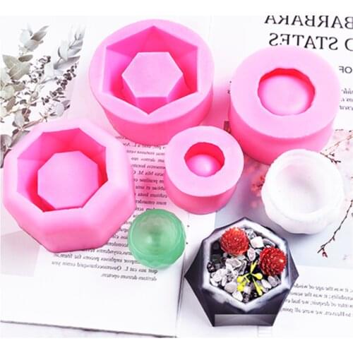 Silicone Mold Diamond Shaped Flower Pot Vase Concrete Cement Mold DIY Clay Ashtray Candle Holder Mould Gypsum Cement Pot Mold