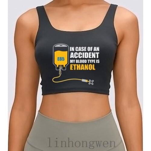 Cases Of Accident Blood Type Is Ethanol Funny Women Tank Top Cute Cool Summer Streetwear S-XL Customized Comical Crop Top