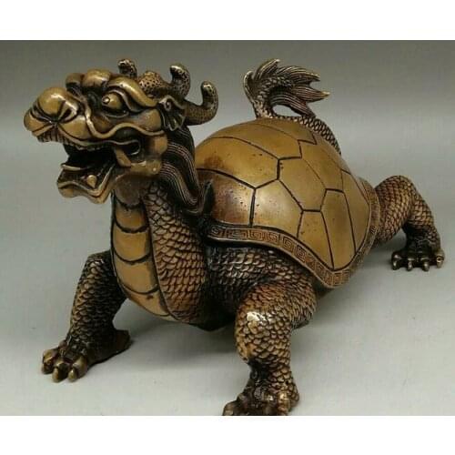 Unqiue China Bronze Fengshui Guardian Dragon Tortoise Turtle Animal Statue