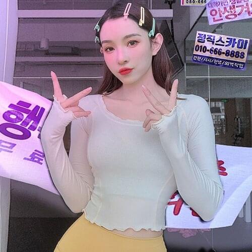 Womens T-Shirt Autumn Sexy Long-Sleeved Solid Skin-Friendly Quick-Drying Breathable Tight Soft Running Gym Yoga Workout Clothes