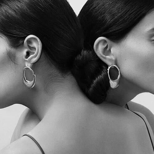 Vintage Earring Irregular Geometric Lock Stud Earrings for Women Ethnic Boho Silver Color Studs Earings Fashion Jewelry