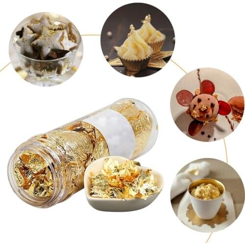 Gold / Silver Foil 24K Edible Real Gold Powder Foil Made Of Genuine Gold Leaf Food Grade Craft Paper Skincare Food Decorating