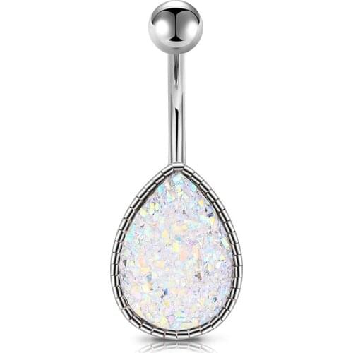 1 Pc Belly Button Rings in 14G Water Droplet Bottom Navel Rings Belly Button Piercing Barbells Studs Women Girls Body Piercing