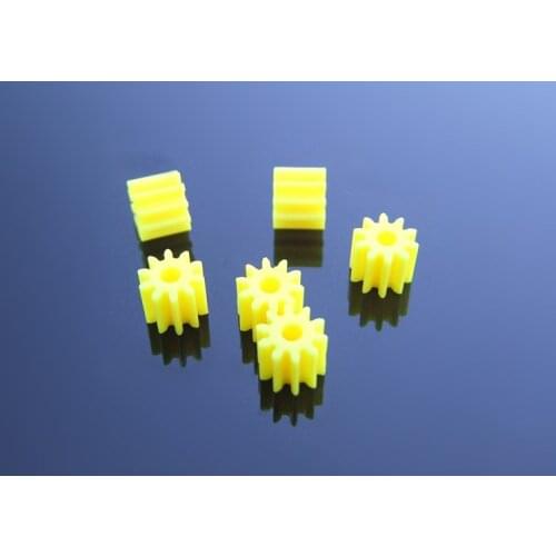 10Pcs 2mm Hole 10T Yellow Plastic Pinion 2x6x4.8mm 102A Main Shaft Gear for DIY Toys Car Models Robot Parts