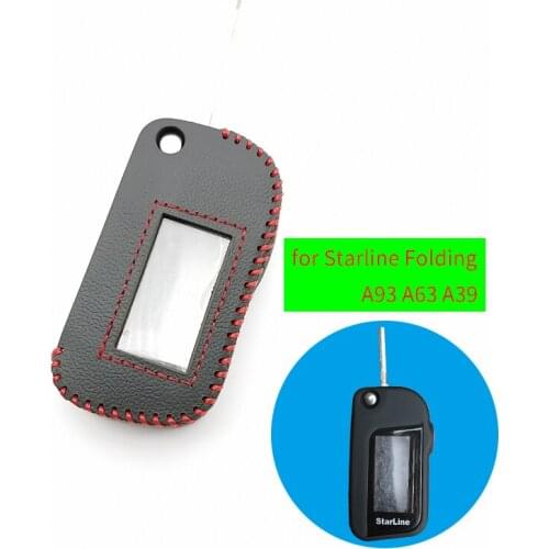 100% Genuine Leather Key Case A93 for Starline Folding A93 A63 A39 A93 Folding Car Flip Remote Fob Case Cover
