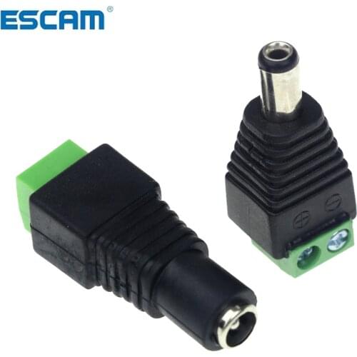 2pcs/lot DC12V Power Plug Jack Adapter 1pcs Male + 1pcs Female 2.1 x 5.5mm Connector for CCTV Single Color LED Strip Light