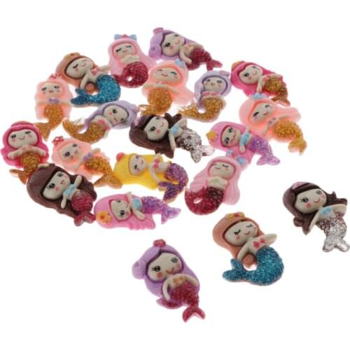 20 Pack Cartoon Mermaid Flatback Bead For DIY Handcraft Scrapbook