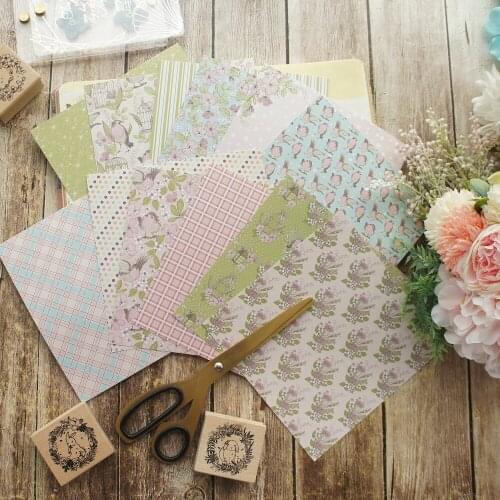 24 Sheets DIY 12 Style 15.2*15.2cm Soft Cold Color Flower Craft Paper Scrapbooking Creative Paper DIY Gift Use