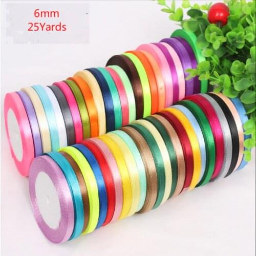 25Yards/Roll 6mm Satin Ribbon Wedding Decorative Christmas Halloween Party Gift Box Wrap Ribbon DIY Crafts Handmade Materials