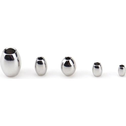 30pcs/lot 3 4 5 6 8mm Stainless Steel Oval Shape Rondelle Spacer Charm Beads for DIY Bracelet Jewelry Making Findings Crafts