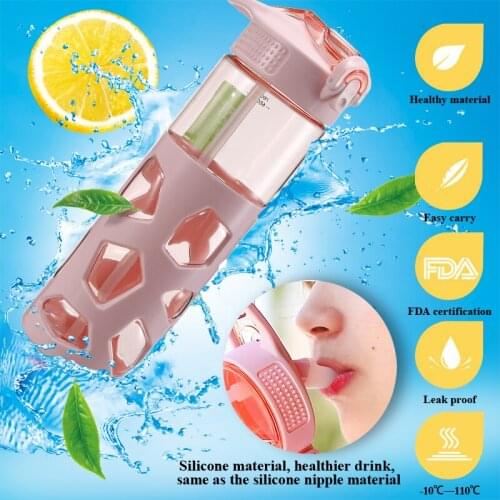 700ML Seal Straw Sports Water Bottle Non-slip Heat Resistant Plastic Protein Powder Shaker Fitness Drinkware