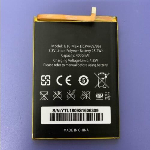 U16 Max Battery High Capacity 4000mAh Battery Backup Replacement for Oukitel U16 Max Smart Phone