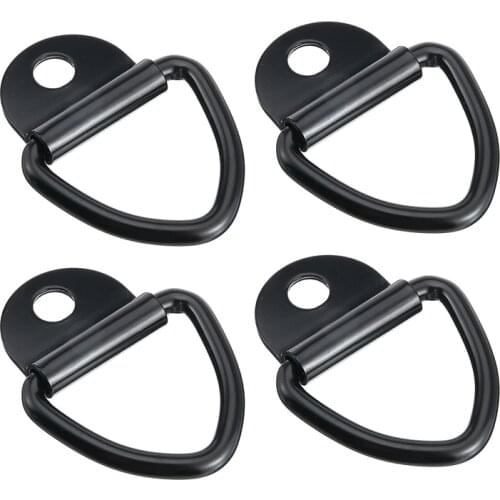 4Pcs Black Steel Cargo Tie-Down Anchors V-Ring Trailer Anchor Replacement for Truck Bed Feight Car Trailers SUV Warehouses