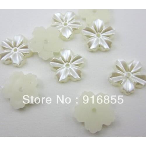 Free shipping 1000pcs/lot 11mm cream white color Small floral shape craft flatback imitation pearl beads
