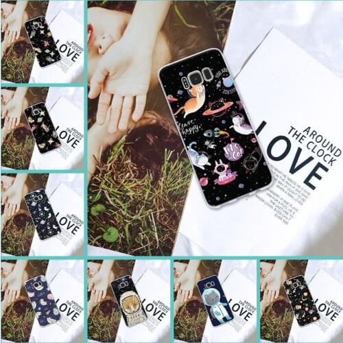 Phone Cases For Samsung Galaxy Note 4 5 8 9 Silicone Cat Space Cute Dog Funny Back Cover For Samsung S5 S6 S7 Edge S8 S9 Plus