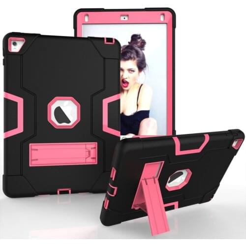 For iPad Air 2 Case,Impact Resistant Shockproof Heavy Duty Armor Silicon+PC Hybrid 3 Layer Stand Tablet Cover For iPad Air2 Case