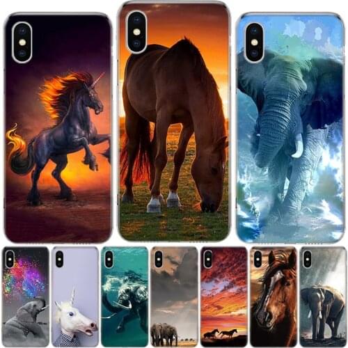 Running Horses And Elephants Phone Case For iphone 12 MIni 11Pro MAX XS 8 7 6 6S Plus X 5 5S SE XR SE 2020 Cover Shell Coque