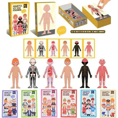 Kids Magnetic Human Body Cognitive DIY Puzzles Early Learning Educational Toy Montessori Funny Gift For Children Dressing Jigsaw