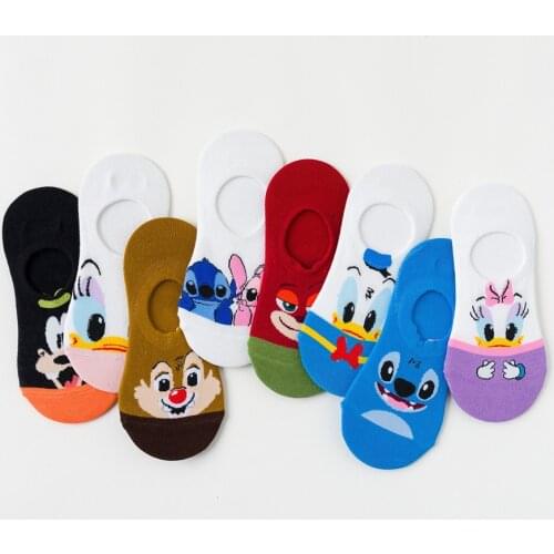 Disney Cartoon Short Socks Slipper Stitch Boat Socks Printed Happy Invisible Summer Mickey Mouse Women Cotton Socks