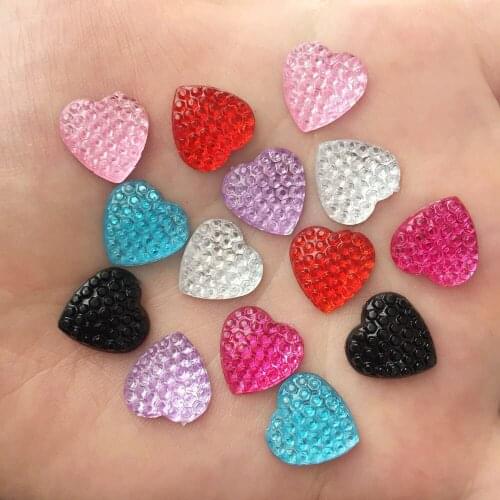 DIY 40PCS 12mm AB Resin Bling Heart Rhinestone Flatback Scrapbook Wedding Crafts R36A