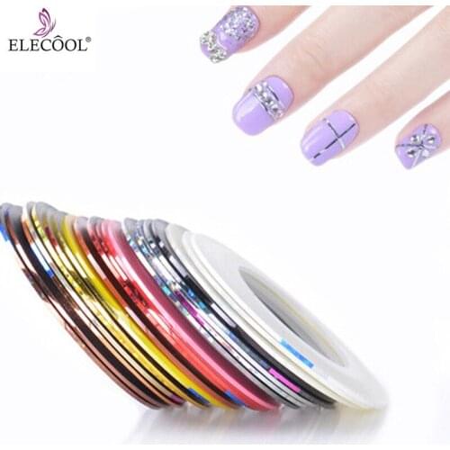 ELECOOL 30/20/10pcs Mixed Colors Rolls Nail Art Striping Tape Line Nail Decals Sticker Nail Tips DIY Nail Art Decorations