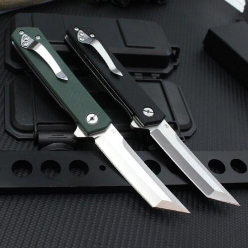 New Folding Knife G10 Handle D2 Steel Outdoor Blade Knife Portable Pocket Knife Camping Field Self-defense EDC Tool Mini Knife