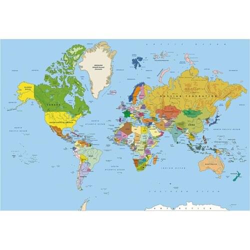 150x100cm World Physical Map Non-woven World Map Without National Flags For Culture And Education