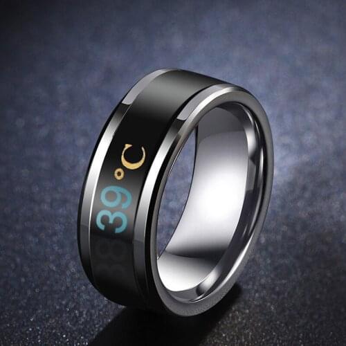 Temperature Ring Smart Sensor Body Temperature Ring Stainless Steel Fashion Display Real-time Temperature Test Finger Rings