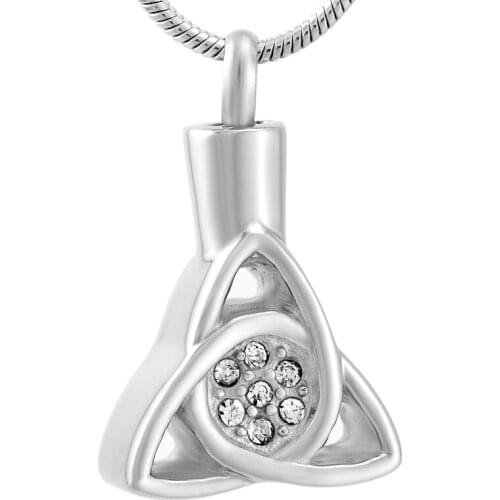 Crystal lotus shape Pendant triangle necklace Ashes keepsake stainless steel jewelry memorial locket funeral for women kids