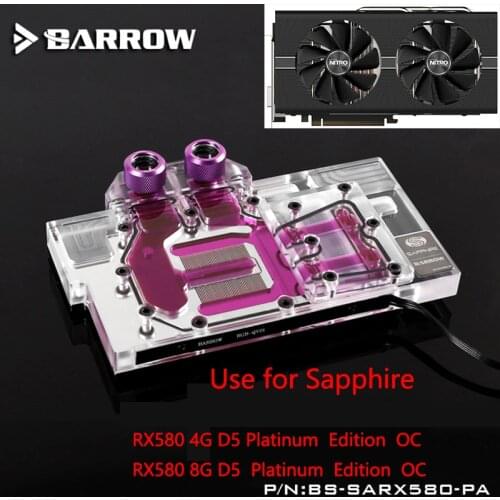 BARROW Full Cover Graphics Card Block use for Sapphire Pulse RX580 8GD5 (11265-05-20G) GPU Radiator Block Copper RGB