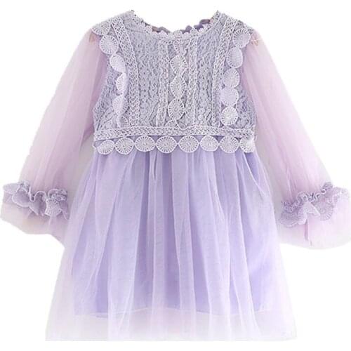 Summer Girls Lace Princess Dresses Fashion Baby Girl Party Long Sleeve Dress Kids Dresses For Girls Clothes Children Costume